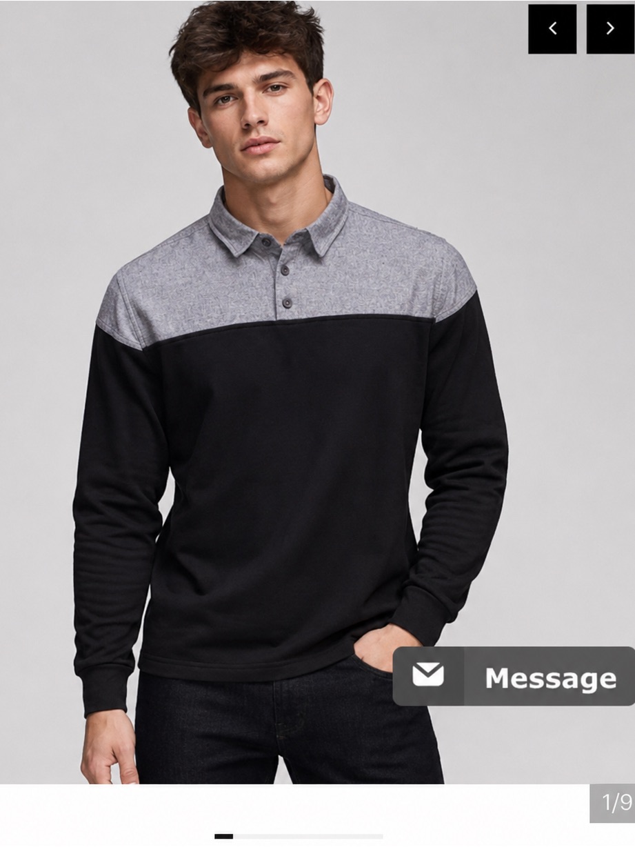Sever Black Chambray Pullover Button Down Sz Medium